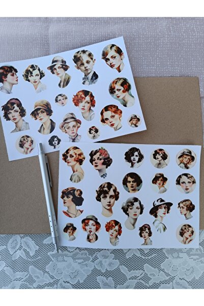 Pink Swan Craft Set naljepnica sa vintage portretima u akvarelu, za laptop, i...