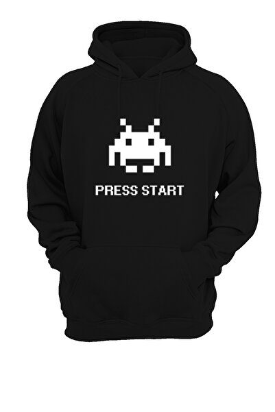 remonz Press Start Printed, 3 νήματα. Ανυψωμένο, Fleece Εσωτερικά, Χοντρό, (600 γρ.) Φούτερ