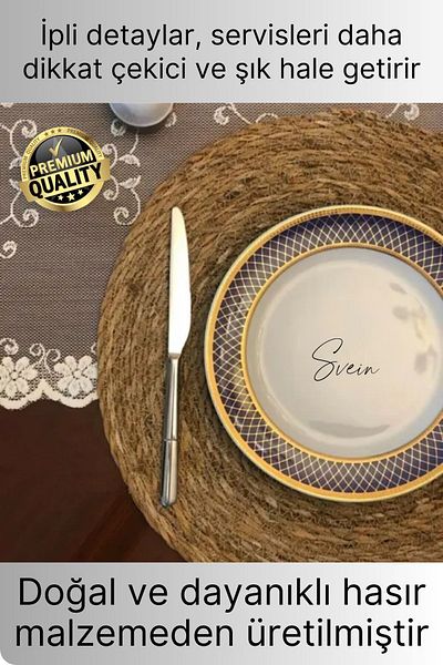 Svein 4-Piece Premium Round Wicker Bamboo American Service Knitted Supla Tableware Dining Table Fireproof Plate Base