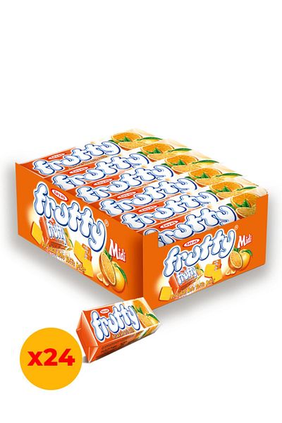 TAYAŞ Frutty Midi - 20 Gr Soft Candy with Orange, 24 Pieces Boxed