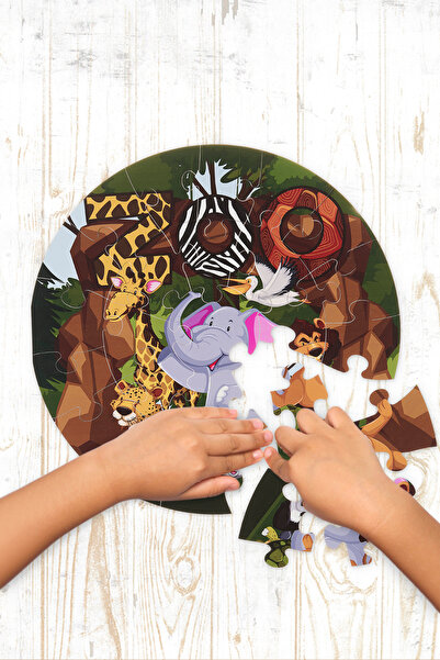 Genel Markalar Hayvanat Bahçesi Temalı Megaboy Ahşap 25PARÇA Puzzle 42CM Çapında