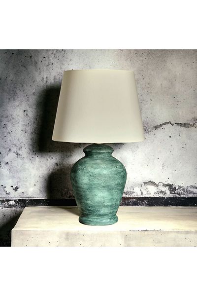 Qdec Vintage Ceramic Lampshade Rustic Antique Green - Ecru