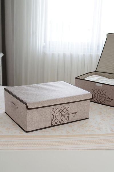 Pazar Kapısı Multi-Purpose Base Box with Felt Lid Beige 50x40x19cm