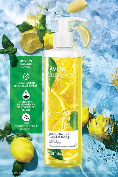 AVON Senses Lemon Burst Limon ve Reyhan Kokulu Sıvı Sabun 250 Ml.