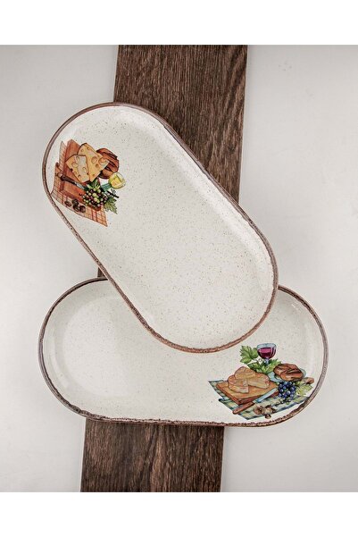 Bursa Porselen Dekor Cheese & grapes 2 porcelain boat plates