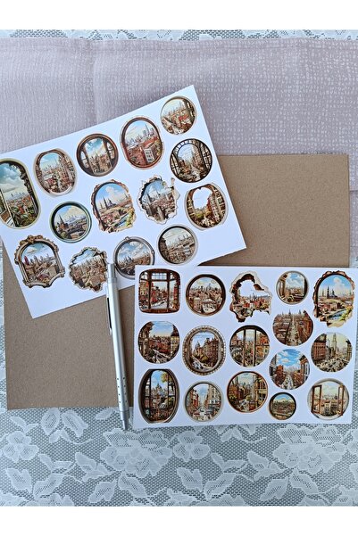 Pink Swan Craft ملصق Vintage City Sights، سكرابوك، مجلة رصاصة، مجموعة ملصقات ...