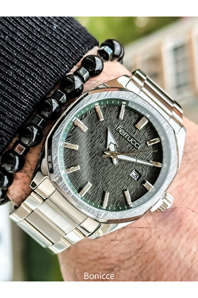 Ferrucci Brand Steel Strap Silver Color Multifunctional Men's Wristwatch