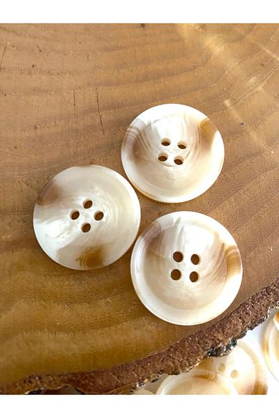 canan dizayn 25MM COAT AND TRENCHCOT BUTTON MILKY BROWN-WHITE (8 PIECES)