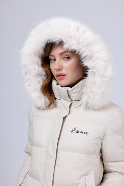 2AS Ashley Kadın Down Mont Bej