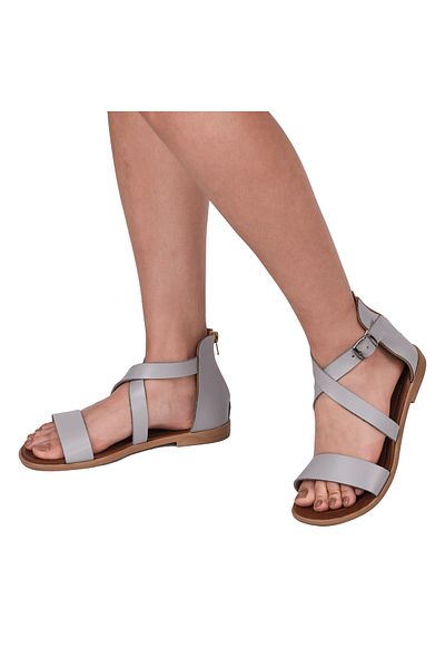 Moosefield Genuine Leather Gray Women's Sandals