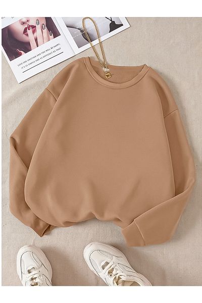 mw memowear Унисекс суитшърт тип „бойфренд“ с кръгло деколте 2ip и оверсайз дизайн
