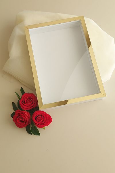 hobicehayaller Cadru de memorie adânc de 25x35 cm! Cutii noi de trandafiri la modă! Design de flori de logodnă!