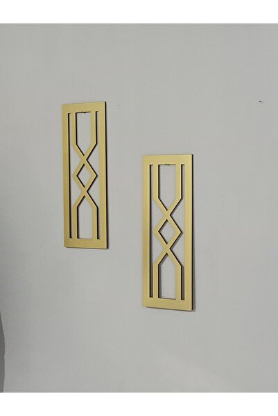 NİSANEST Dekoratif Gold Renk Özel Tasarım Kum Saati Duvar Tablo ( 2 adet )
