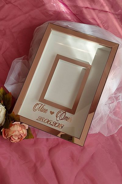 hobicehayaller 25x35 Cm Memory Frame with I?simli Photo Section!New Fashion Rose Boxes!Word Flower Design!