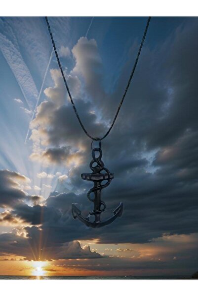 whocares قلادة للجنسين باللون الأسود مع رمز مرساة مطرز، جودة أنيقة وأنيقة