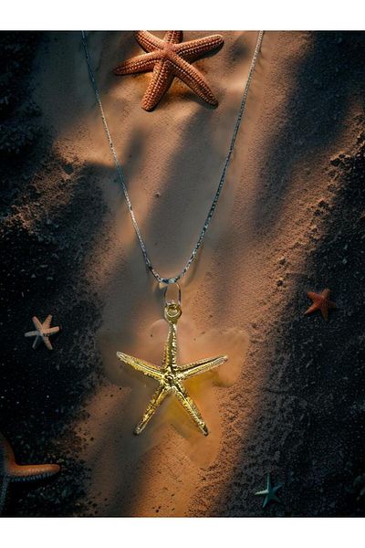 whocares Unisex Necklace Gold Color with Starfish Symbol Elegant and Stylish Quality