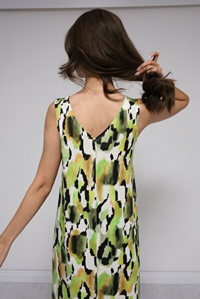 Blues Outlet ROCHIE DE FEMEI CU MÂNECĂ ZEROĂ, CU GÂTUL ÎN V, PIETANĂ-VERDE