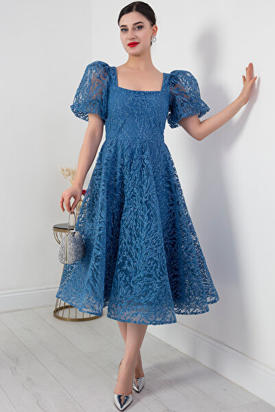 PULLIMM Φόρεμα από τούλι με τετράγωνο γιακά 1491