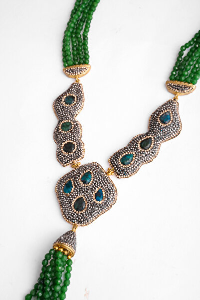 Natuur Collection Faunus Kolye El Yapımı Zümrüt Taşlı Altın Kaplama Kararmaz ...