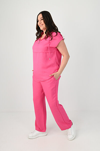 Koza Butik Women's Plus Size Sleeveless Top and Bottom Set 8069-25