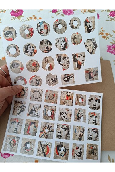 Pink Swan Craft Set de autocolante de epocă cu tăieturi de ziar de diferite f...