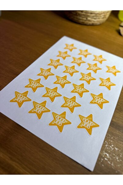 YAPIŞKAN STORE Çocuk Sarı Aferin Good Job Yapışkan Sticker Etiketi 4x4 Cm 24 ...