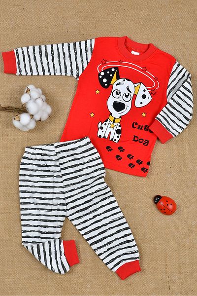 BAVVİER 100% Cotton, Dalmatian Themed, Combed Cotton Pajama Set 1-3 Years
