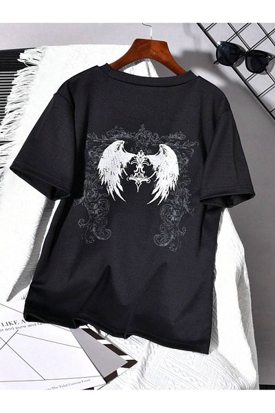Jose Clothing Tricou cu mânecă scurtă unisex, cu mânecă scurtă, din bumbac organic, imprimat negru