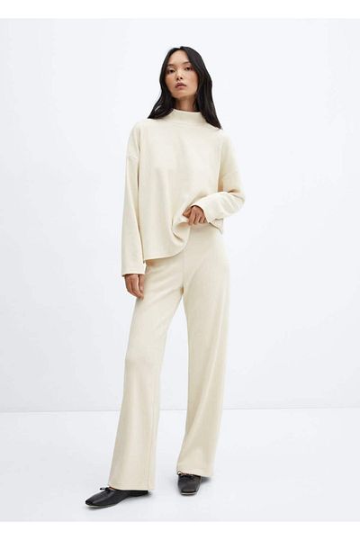 MANGO Woman Corduroy Trousers with Elastic Waist