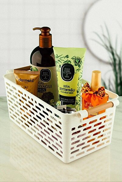 Ecolux 2 Adet Çok Amaçlı Tutacaklı Organizer Sepet - Dolap Içi & Çekmece Düzenleyici Sepet - BEYAZ