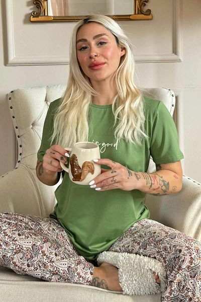 Pijamaevi Green Life is Good Pletená dámská pyžamová souprava s krátkým rukávem