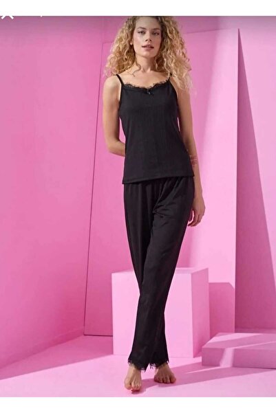 Pijamoni Kaşkorse İp Askılı Pijama Takımı 5533