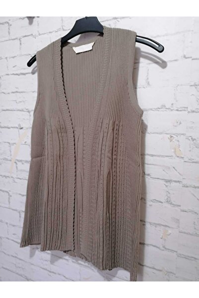 anne moda ankara Модел, тънък, без джобове, без копчета, с волани, плетен, елек