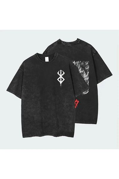 Gofeel Anime Berserk Vintage Short Sleeve Unisex Smoked Oversize T-Shirt