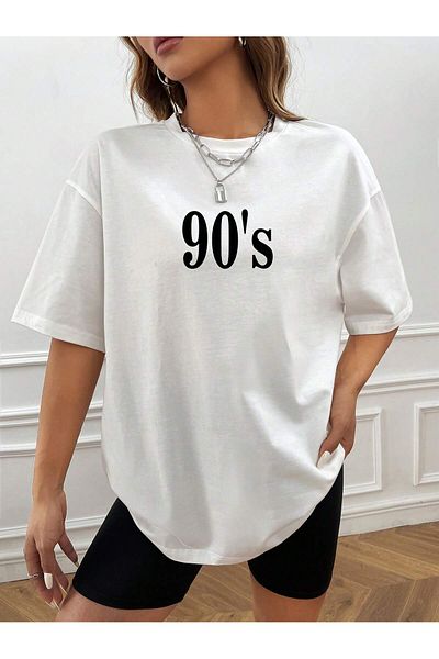 Jose Clothing Μπλουζάκι Unisex Λευκό εμπριμέ από οργανικό βαμβάκι Oversize με κοντό μανίκι