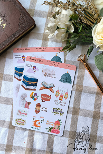 Flowery Paper Ramazan Ayı Sticker Sayfası - Defter ,Ajanda , Journal,Scrapboo...