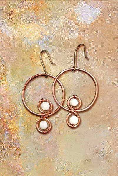 DSR Sedefli Bakır Küpe