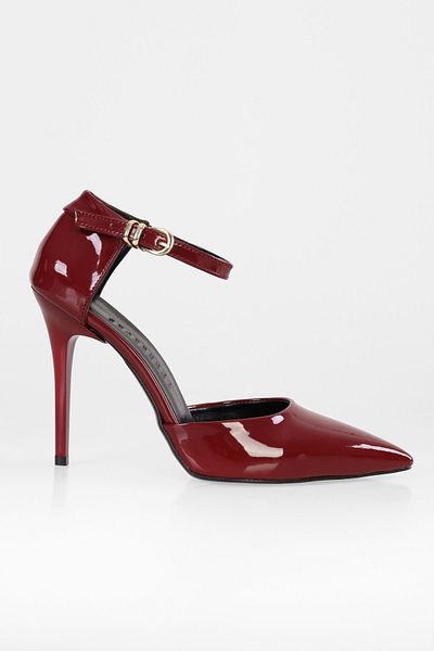 Shoeberry Women's Camalie Claret Red Patent Leather Stiletto