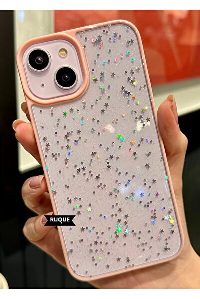 POWELL حافظة آيفون 13 و14 جليتر جليتر ستار ملونة من السيليكون الشفاف مضادة لل...