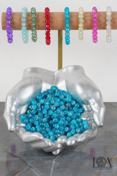 LANDOFACCESSORY 8 mm Cam Boncuk - Takı Boncuğu - Tesbih Boncuğu - Bileklik Ak...