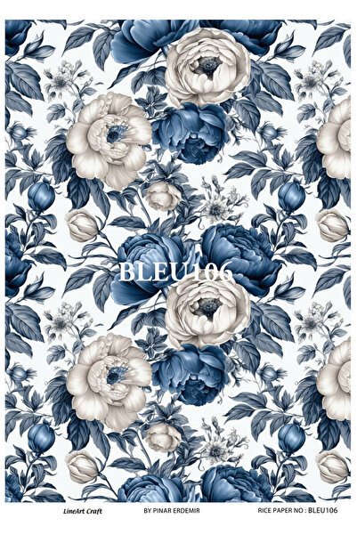 LİNEART Brass Decopage Paper No:Blue106