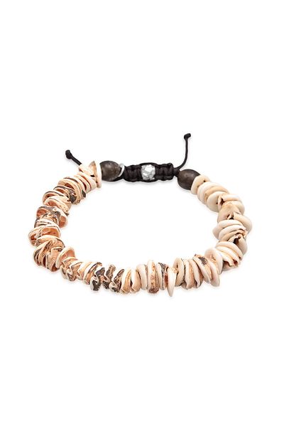 KUZZOI Armband Surfer Kauri Muscheln Glasperle Nylon 925 Silber