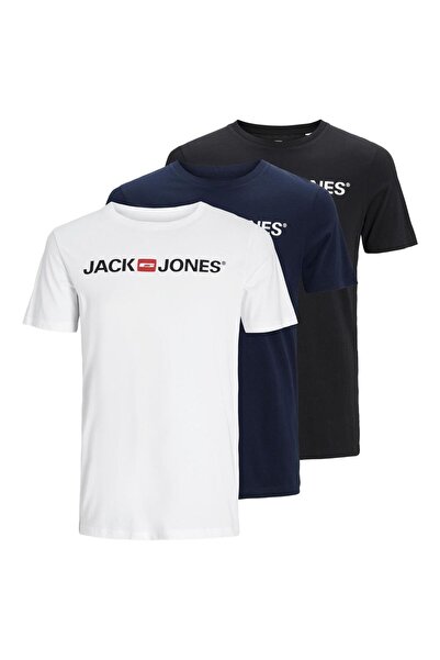 Jack & Jones JACK&JONES Herren T-Shirt, 3er Pack - JJECORP LOGO TEE CREW NECK, Logo-Print, Baumwolle
