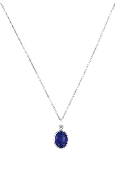 ELLI Halskette Lapislazuli Edelstein Anhänger Oval 925 Silber