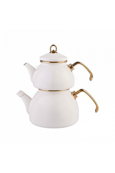 Karaca Retro Emaille-Creme-Teekanne