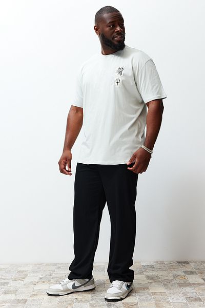 Trendyol Collection Gray Oversize PrinTed CoTTon T-Shirt - TMNSS24BF00005