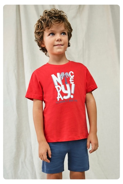 MAYORAL LIMI boy better cotton 3 piece set with combed cotton shorts