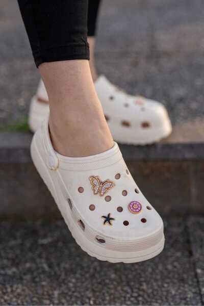 Cobbalt Women's Beige High-Sole Stoned Sabo Slippers Rm0700