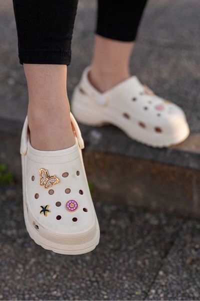 Cobbalt Women's Beige High-Sole Stoned Sabo Slippers Rm0700