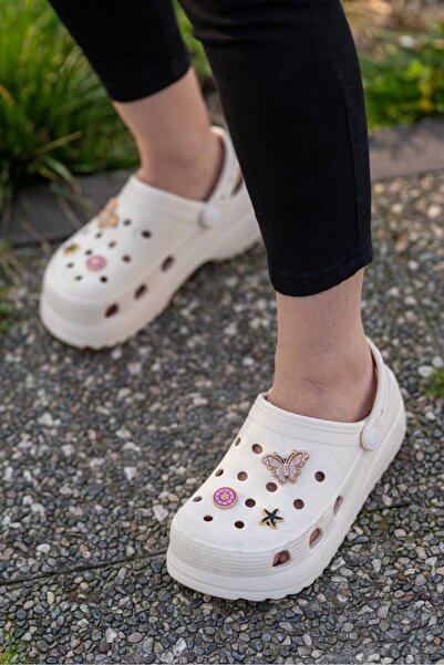 Cobbalt Women's Beige High-Sole Stoned Sabo Slippers Rm0700